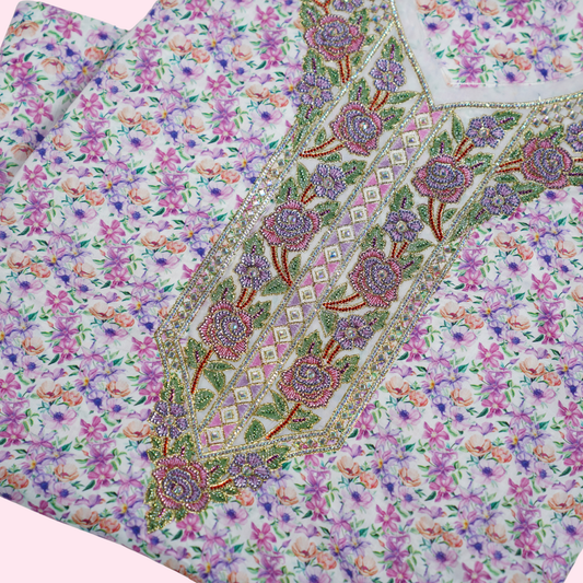 Bel Jardin Pastel | Pastel Floral Embroidered Fabric