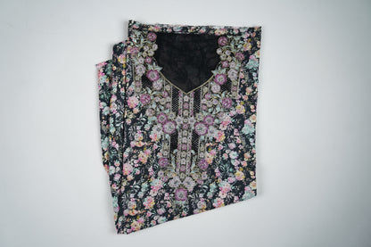Nuit Florale | Midnight Bloom Embroidered Fabric