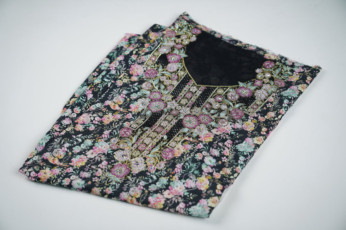 Nuit Florale | Midnight Bloom Embroidered Fabric