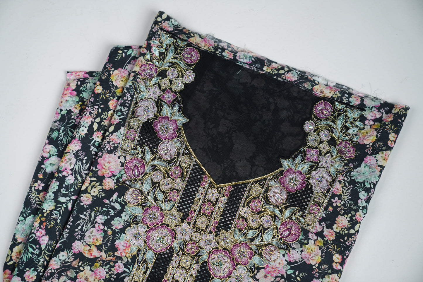 Nuit Florale | Midnight Bloom Embroidered Fabric