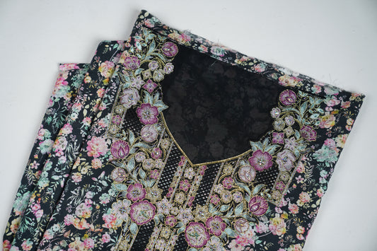Nuit Florale | Midnight Bloom Embroidered Fabric