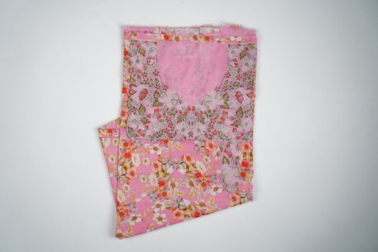 Bel Rosée Tropicale | Pink Tropical Floral Embroidered Fabric