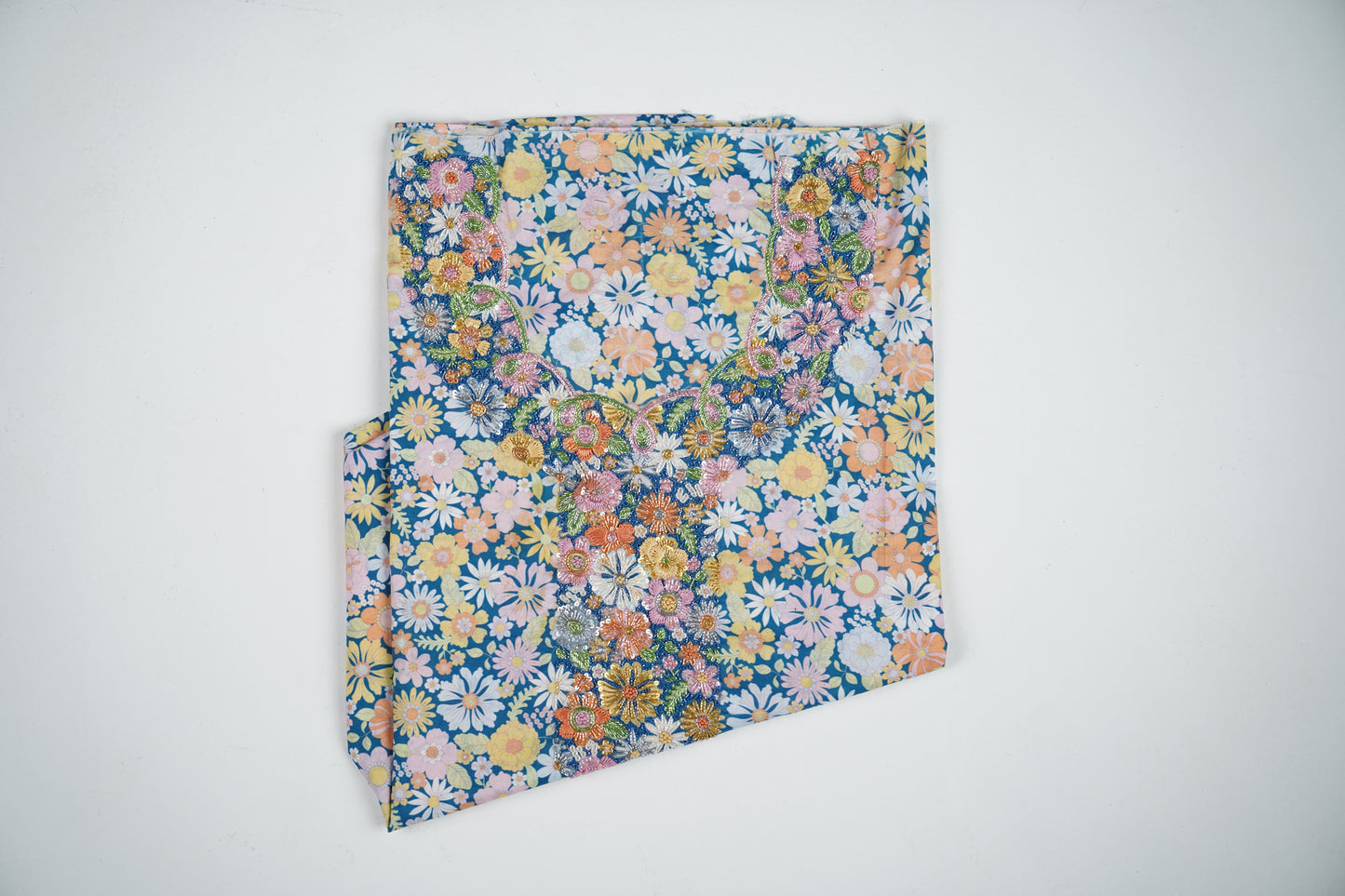 Bel Bleu Fleurie | Blue Floral Embroidered Fabric