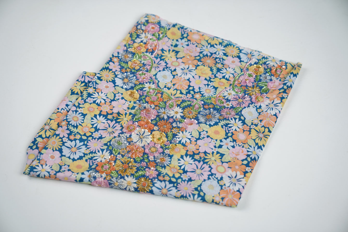 Bel Bleu Fleurie | Blue Floral Embroidered Fabric