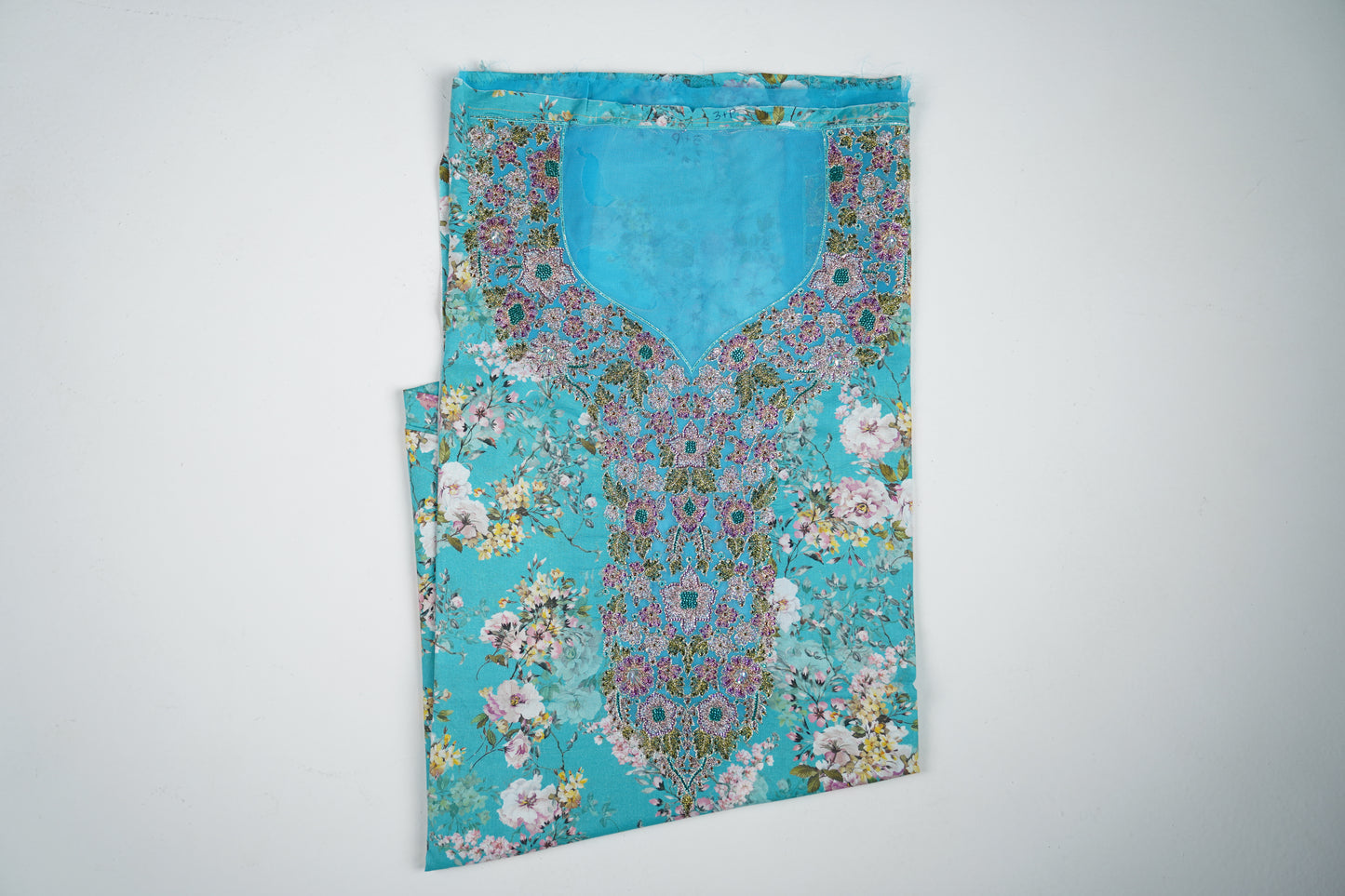 Bel Azur Bloom | Turquoise Floral Embroidered Dress