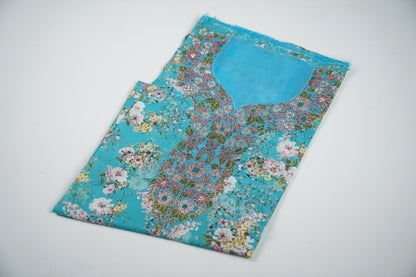 Bel Azur Bloom | Turquoise Floral Embroidered Dress