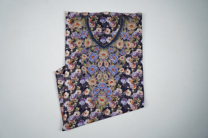 Bel Nuit Florale | Midnight Blue Floral Embroidered Fabric