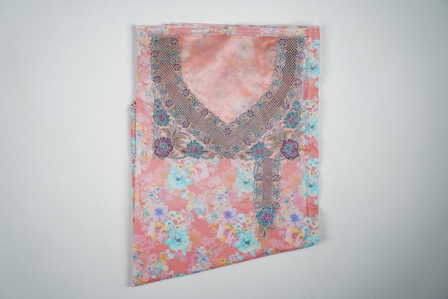 Bel Rose Poudrée | Powder Pink Floral Embroidered Fabric