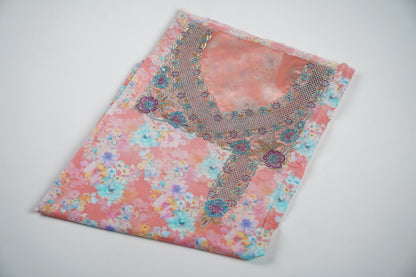 Bel Rose Poudrée | Powder Pink Floral Embroidered Fabric