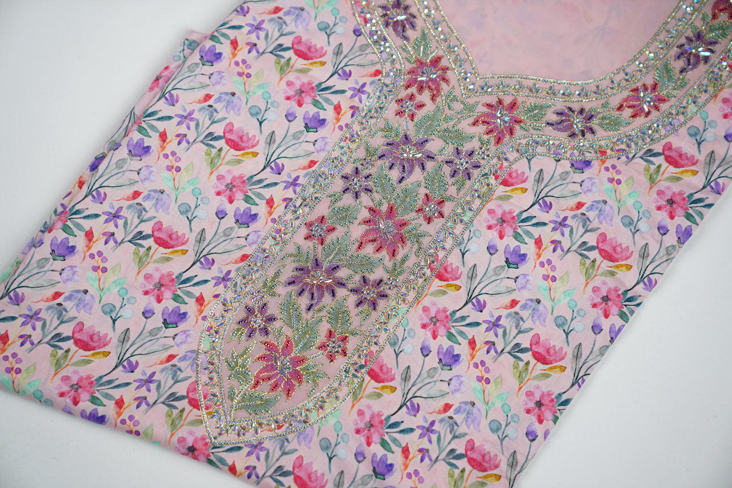 Bel Jardin Pastel | Dreamy Pastel Floral Embroidered Fabric