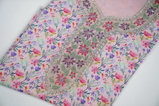 Bel Jardin Pastel | Dreamy Pastel Floral Embroidered Fabric