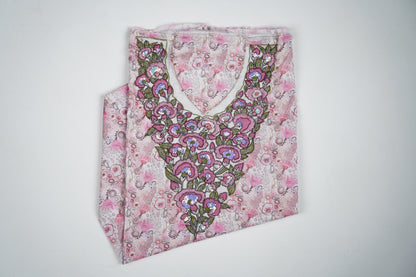 Bel Fleur d’Aurore | Pink Floral Fabric with Dawn-Inspired Embroidery