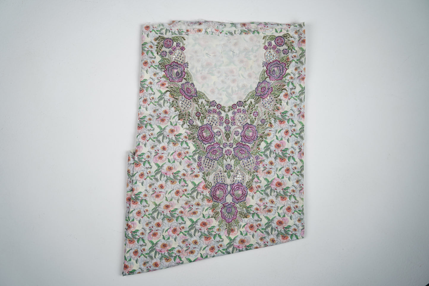 Bel Rose Antique | Pink and Gold Floral Embroidered Fabric