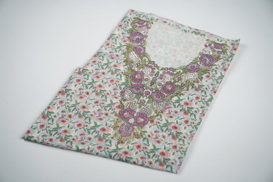 Bel Rose Antique | Pink and Gold Floral Embroidered Fabric