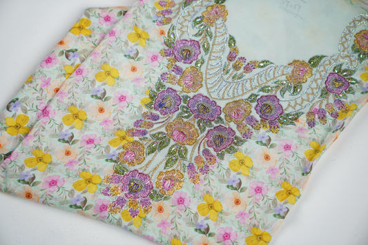 Bel Jardin d’Or | Golden-Lilac Flora Fabric