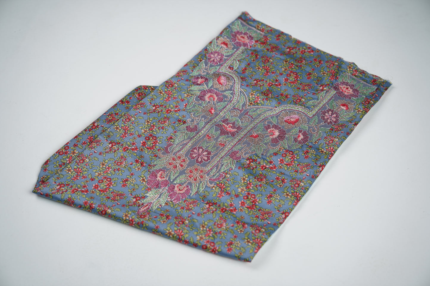 Bel Bleu Jardin | Blue Floral  with Pink and Green Details