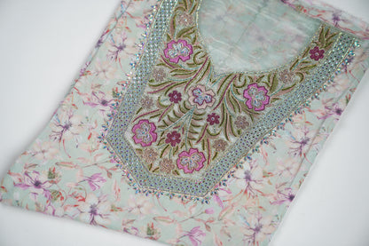 Bel Douce Menthe | Light Mint Flora with Pink Accents