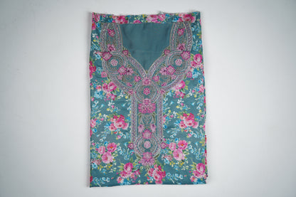 Bel Bleu Jardin | Teal Floral with Pink Accents