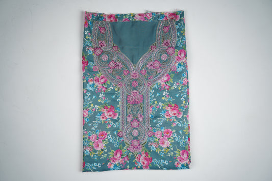 Bel Bleu Jardin | Teal Floral with Pink Accents